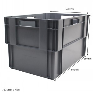Standard Euro Box 60cm Solid Sides & Base 70 Litre